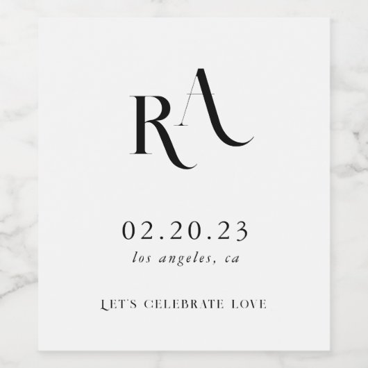 Moderne en chic Wedding Wijn Etiket (Enkel label)