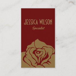 Moderne en chique donkerrode gouden bloem visitekaartje