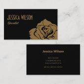 Moderne en chique zwarte gouden bloem visitekaartje (Voorkant / Achterkant)