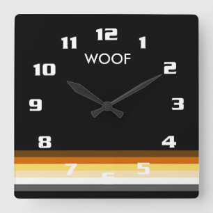 Moderne en Cool Gay Beer Pride Vlag WOOF Vierkante Klok