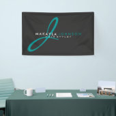 Moderne en eenvoudige Blauwgroen blauwe monogram P Spandoek (Beurs)