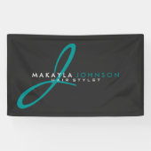 Moderne en eenvoudige Blauwgroen blauwe monogram P Spandoek (Horizontaal)