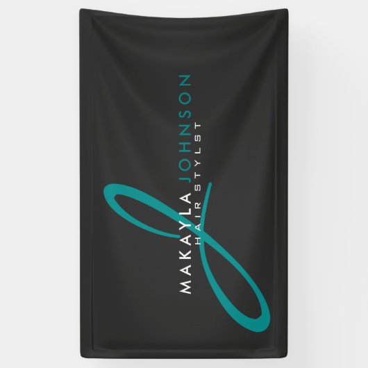 Moderne en eenvoudige Blauwgroen blauwe monogram P Spandoek (Verticaal)