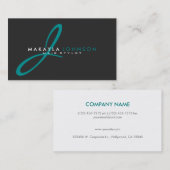 Moderne en eenvoudige blauwgroen blauwe monogram P Visitekaartje (Voorkant / Achterkant)