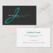 Moderne en eenvoudige blauwgroen blauwe monogram P Visitekaartje (Voorkant / Achterkant)