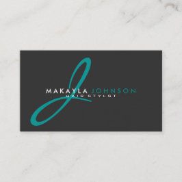 Moderne en eenvoudige blauwgroen blauwe monogram P Visitekaartje