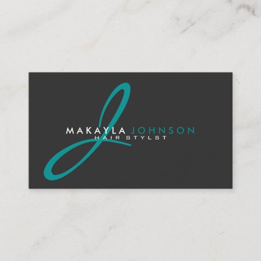 Moderne en eenvoudige blauwgroen blauwe monogram P Visitekaartje (Voorkant)