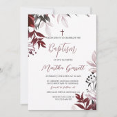 Moderne en eenvoudige Bourgondische meisjesdoop Kaart (Voorkant)