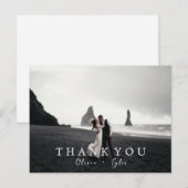 Moderne en eenvoudige bruiloft Dank je kaarten | B (Voorkant / Achterkant)