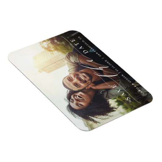 Moderne en eenvoudige bruiloft foto opslaan Datum Magneet (Rechterzijde)