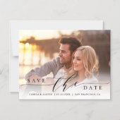 Moderne en eenvoudige bruiloft foto opslaan Datum Magnetische Uitnodiging (Voorkant)