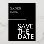 Moderne en eenvoudige Folie Sla onze datumkaart op Folie Uitnodiging (Achterkant)