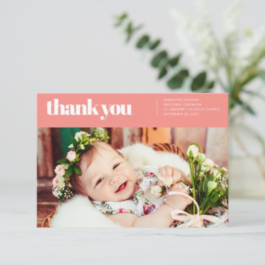 Moderne en eenvoudige foto Baptismal bedankt (Staand voorkant)