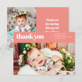 Moderne en eenvoudige foto Baptismal bedankt (Voorkant / Achterkant)