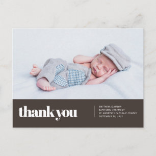 Moderne en eenvoudige foto Baptismal Dank u Briefkaart