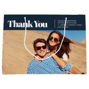 Moderne en eenvoudige foto-bruiloft Dank je Groot Cadeauzakje