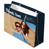 Moderne en eenvoudige foto-bruiloft Dank je Groot Cadeauzakje (Voorkant Gekanteld)