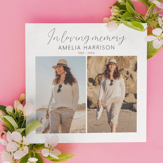 Moderne en eenvoudige foto-inklage begrafenis bedankkaart