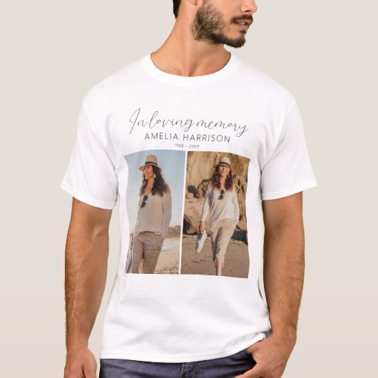Moderne en eenvoudige foto-inklage begrafenis t-shirt (Voorkant)