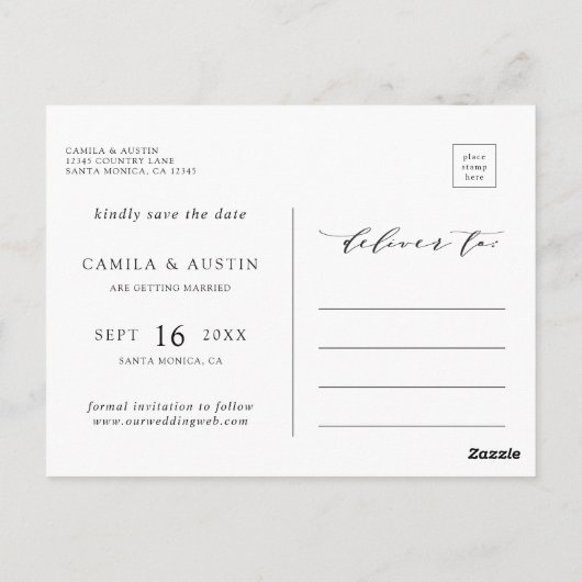 Moderne en eenvoudige foto Sla de datum op Briefkaart (Achterkant)