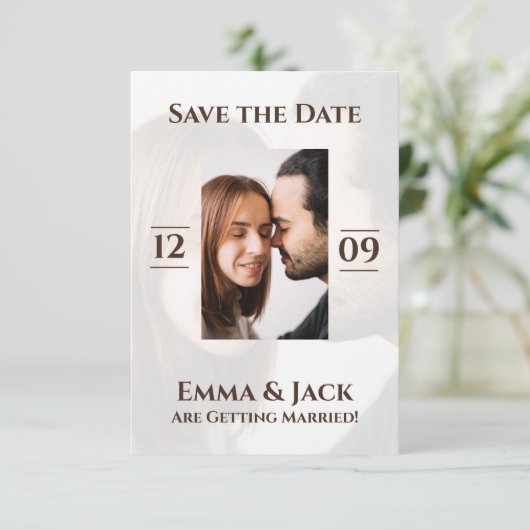 Moderne en eenvoudige foto's slaan de datum op save the date (Staand voorkant)