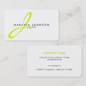 Moderne en eenvoudige, groene monogram visitekaartje (Voorkant / Achterkant)