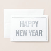 Moderne en eenvoudige Happy Nieuwjaarsfoto zilver Folie Kaarten (Voorkant met envelop)