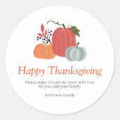 Moderne en eenvoudige herfstpompoenen Thanksgiving Ronde Sticker (Voorkant)