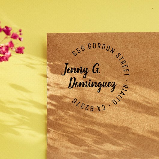 Moderne en eenvoudige kalligrafie Ronde Return-adr Zelfinktende Stempel