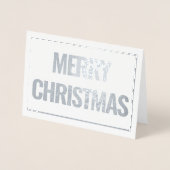 Moderne en eenvoudige kerstfoto zilver folie kaarten (Voorkant)