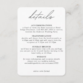 Moderne en eenvoudige kleine verticale bruiloft de informatiekaartje