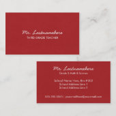 Moderne en eenvoudige leerkracht-Visitekaartje Visitekaartje (Voorkant / Achterkant)