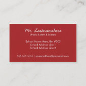 Moderne en eenvoudige leerkracht-Visitekaartje Visitekaartje (Achterkant)