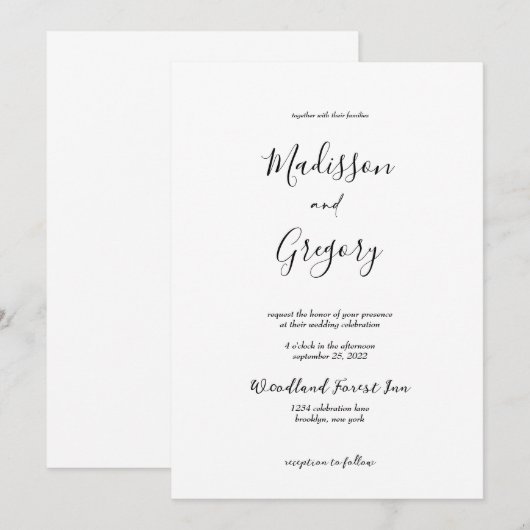 Moderne en eenvoudige minimalistische kalligrafie kaart (Voorkant / Achterkant)