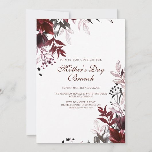 Moderne en eenvoudige Moederdag Brunch uitnodiging (Voorkant)