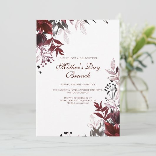 Moderne en eenvoudige Moederdag Brunch uitnodiging (Staand voorkant)
