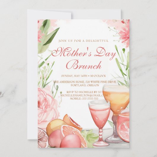 Moderne en eenvoudige Moederdag Brunch uitnodiging (Voorkant)