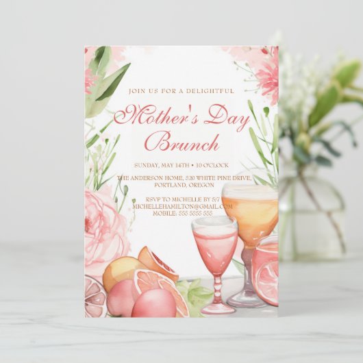 Moderne en eenvoudige Moederdag Brunch uitnodiging (Staand voorkant)
