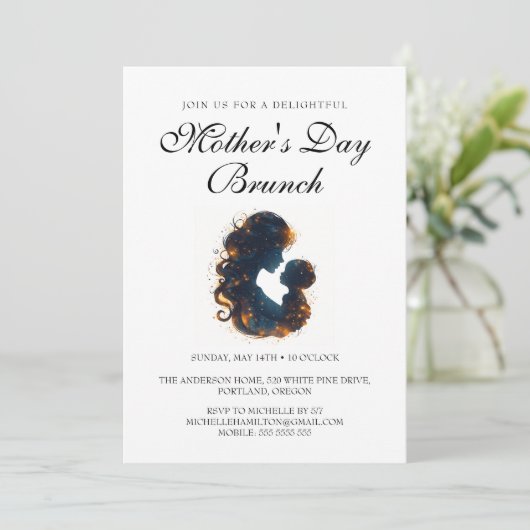 Moderne en eenvoudige Moederdag Brunch uitnodiging (Staand voorkant)