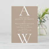 Moderne en eenvoudige neutrale uitnodiging tot huw (Staand voorkant)