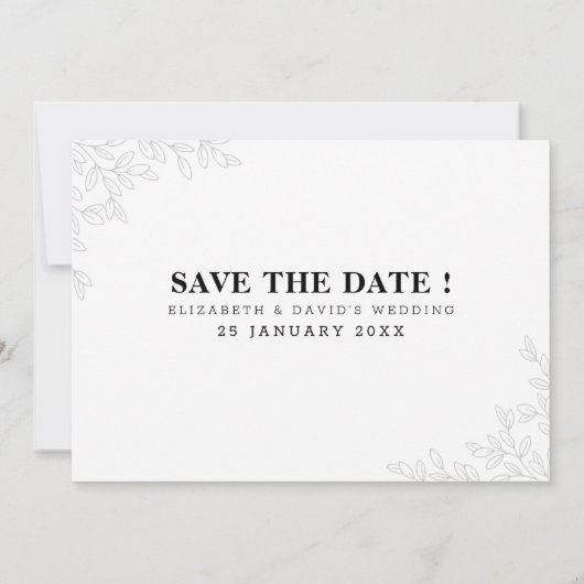 Moderne en eenvoudige, tot slot kalligrafie save the date (Achterkant)