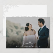 Moderne en eenvoudige, tot slot kalligrafie save the date (Voorkant / Achterkant)