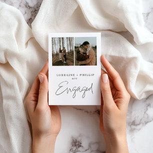 Moderne en eenvoudige twee-foto Verloving aankondi Kaart