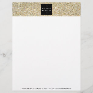 MODERNE EN EENVOUDIGE ZWARTE DOOS OP GOUDEN GLITTE CUSTOM BRIEFHOOFD
