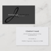 Moderne en eenvoudige zwarte & grijze monogram Pro Visitekaartje (Voorkant / Achterkant)