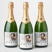 Moderne en Elegante Afstuderen Sparkling Wijnetiket (Flessen)
