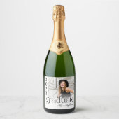 Moderne en Elegante Afstuderen Sparkling Wijnetiket (Voorkant)
