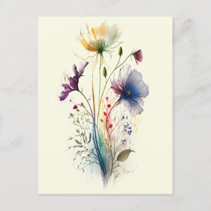 Moderne en Elegante Aquarel Wildflower Briefkaart