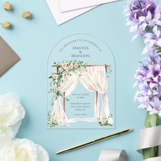 Moderne en elegante boho bruiloft acryl uitnodigingen (Insitu (Huwelijk))