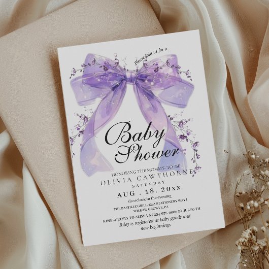 Moderne en elegante Bow Baby Shower Kaart